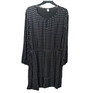Old Navy Fit & Flare Black Patterned Women’s Midi Dress Size XL